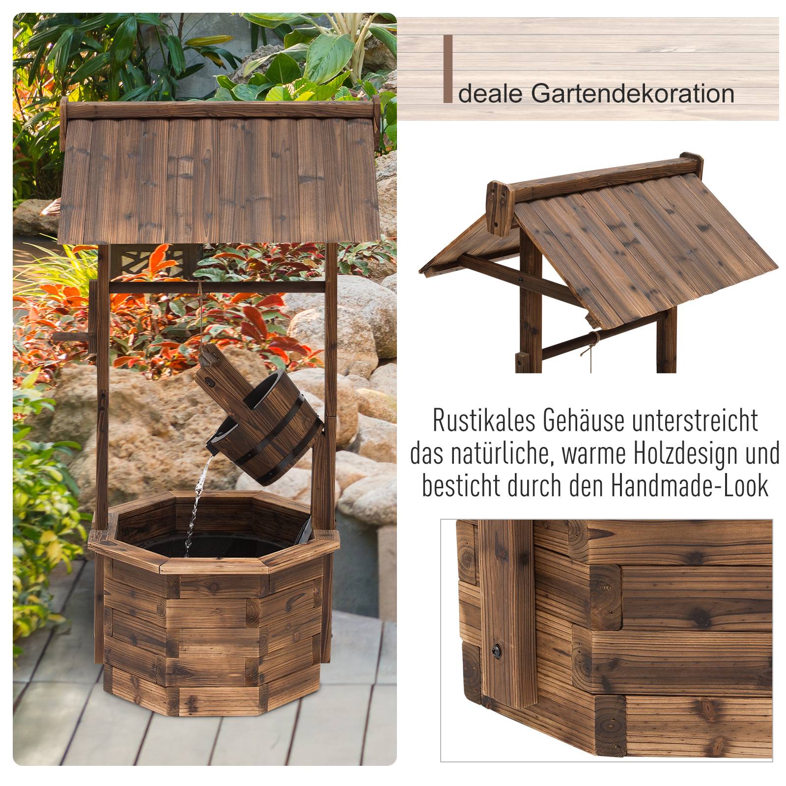 Fontaine de jardin bois marron 68 x 57 x 118 cm - PANGIVO - Image 9