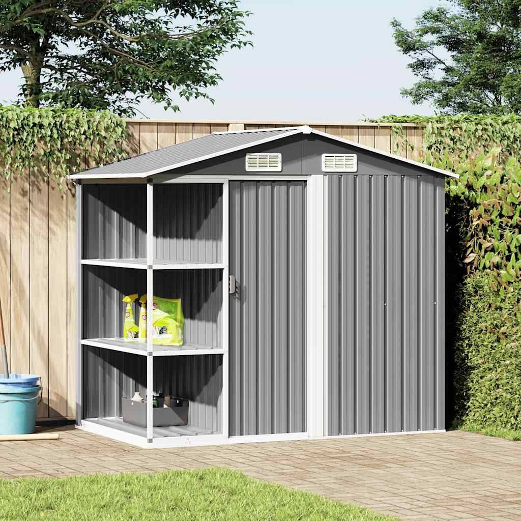 Vidaxl - Abri de jardin avec étagère Gris 205x130x183 cm Fer 20.3m² vidaXL 47103 - Image 1