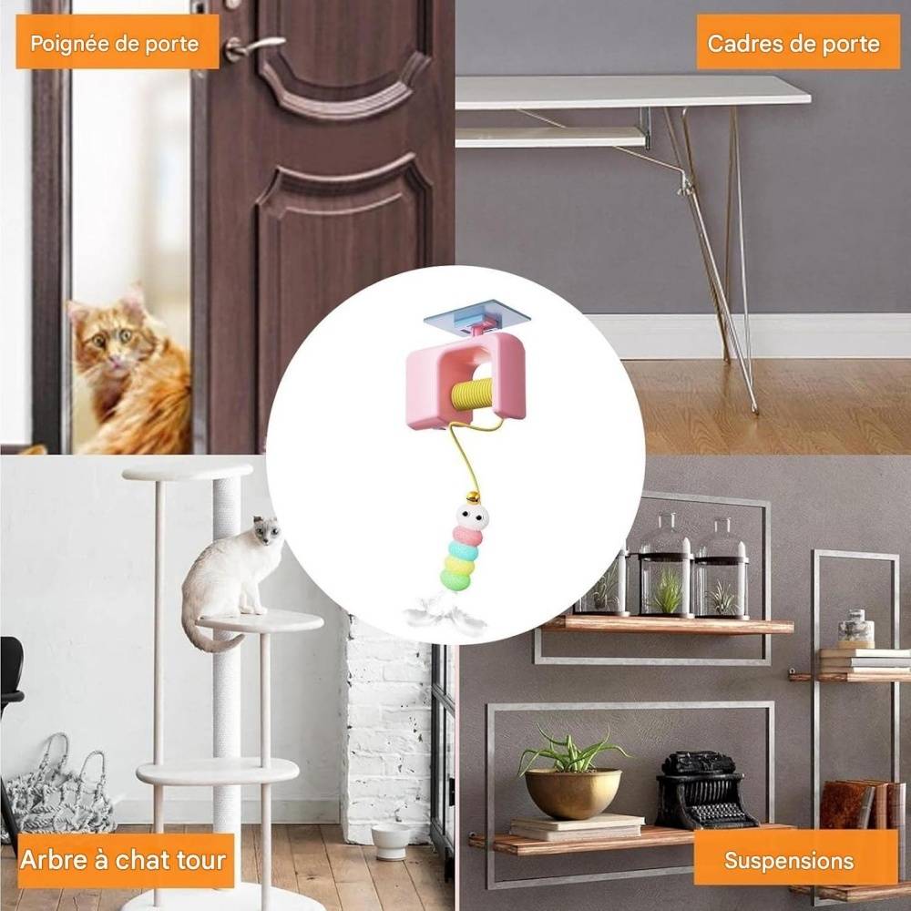 Jouet Pour Chats Et Chatons Suspendu à Porte avec Levage Électrique et Installation Facile Bleue - Lytech - Image 4