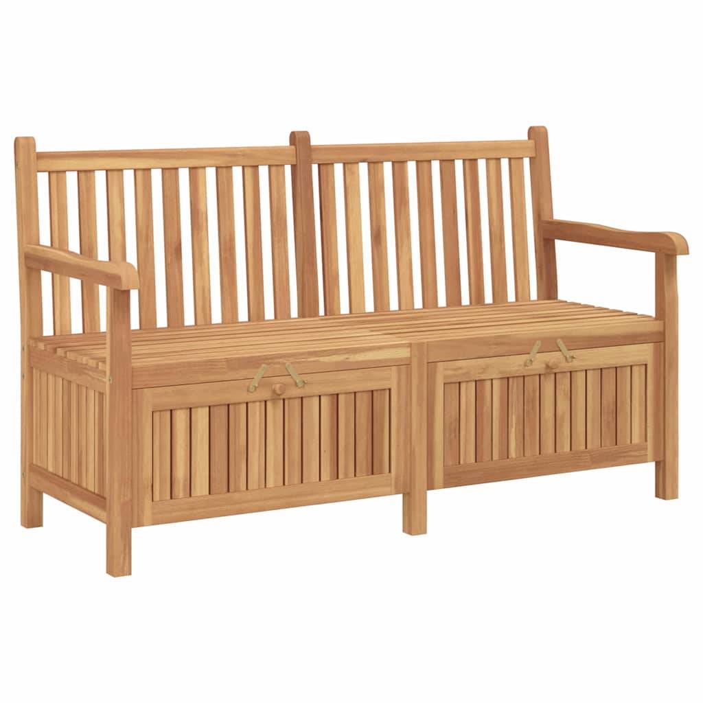 Banc Coffre Rangement Extérieur Bois Teck Massif 2-en-1 pour Terrasse Balcon 150 cm Marron – ComfortXL Outdoor Living - Image 2
