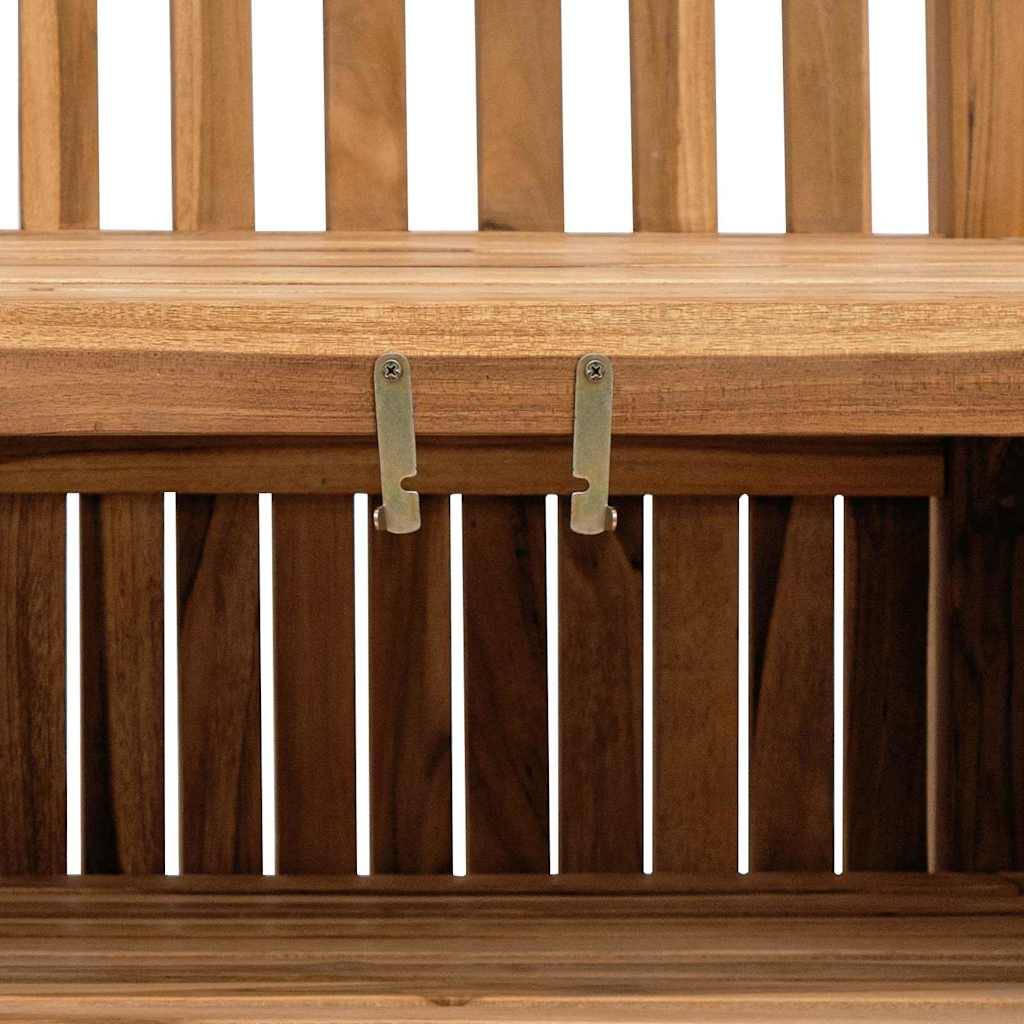 Banc Coffre Rangement Extérieur Bois Teck Massif 2-en-1 pour Terrasse Balcon 150 cm Marron – ComfortXL Outdoor Living - Image 8