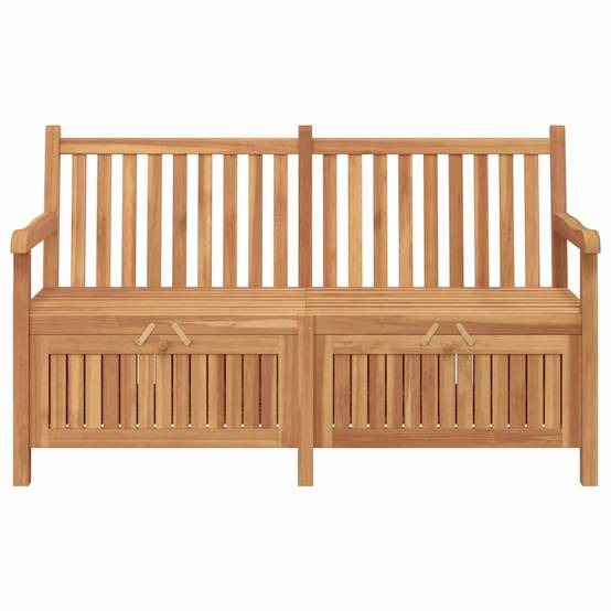 Banc Coffre Rangement Extérieur Bois Teck Massif 2-en-1 pour Terrasse Balcon 150 cm Marron – ComfortXL Outdoor Living - Image 5
