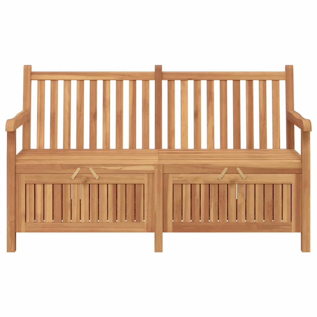 Banc Coffre Rangement Extérieur Bois Teck Massif 2-en-1 pour Terrasse Balcon 150 cm Marron – ComfortXL Outdoor Living - Image 5