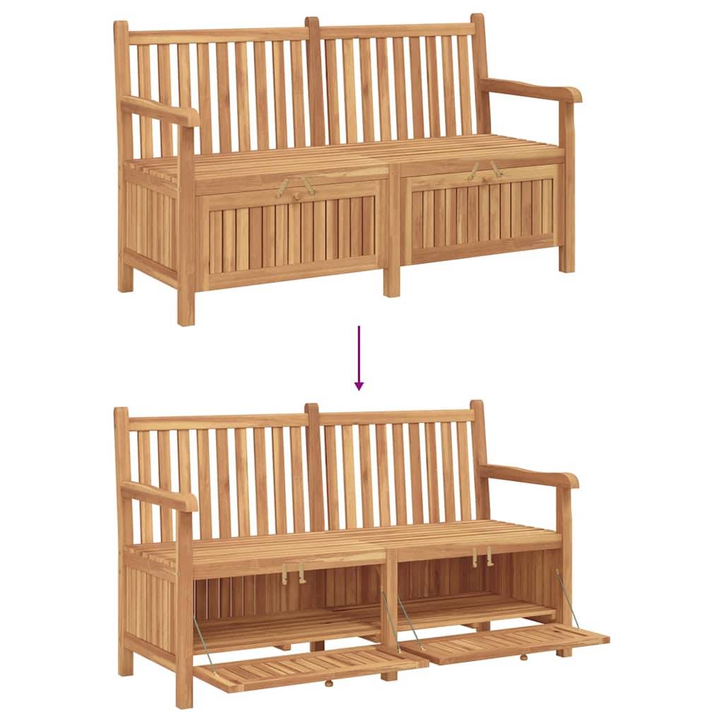 Banc Coffre Rangement Extérieur Bois Teck Massif 2-en-1 pour Terrasse Balcon 150 cm Marron – ComfortXL Outdoor Living - Image 6