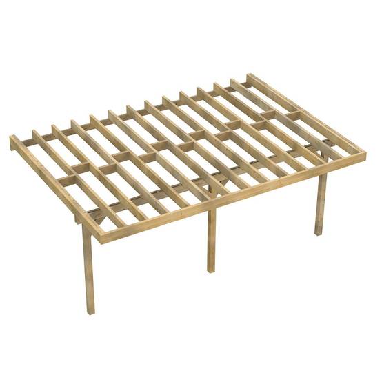 Structure Terrasse Bois Pilotis Adossee en Kit - 6x4,20m - Solives + Poteaux - Sapin Traité Autoclave - Image 1