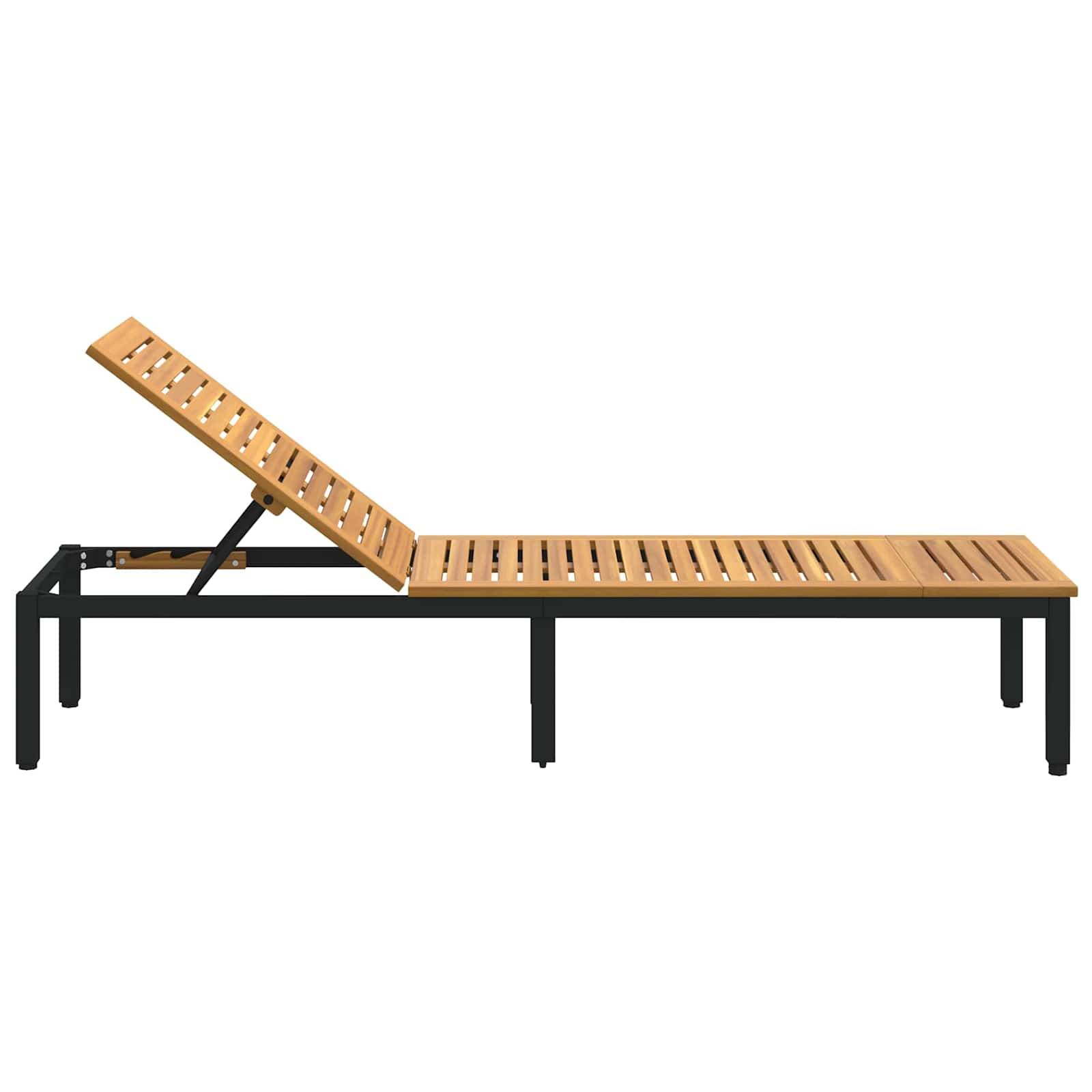 PANGIVO - Transat Bois d'Acacia Massif Noir 200 x 55 x 35 cm - PANGIVO - Image 5