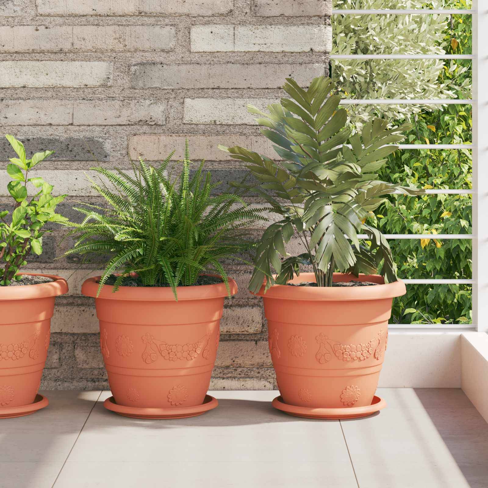Pots de plantes 24 pcs | Bac à fleurs Rouge brique Ø 26 x 21.5 cm Plastique - Image 2