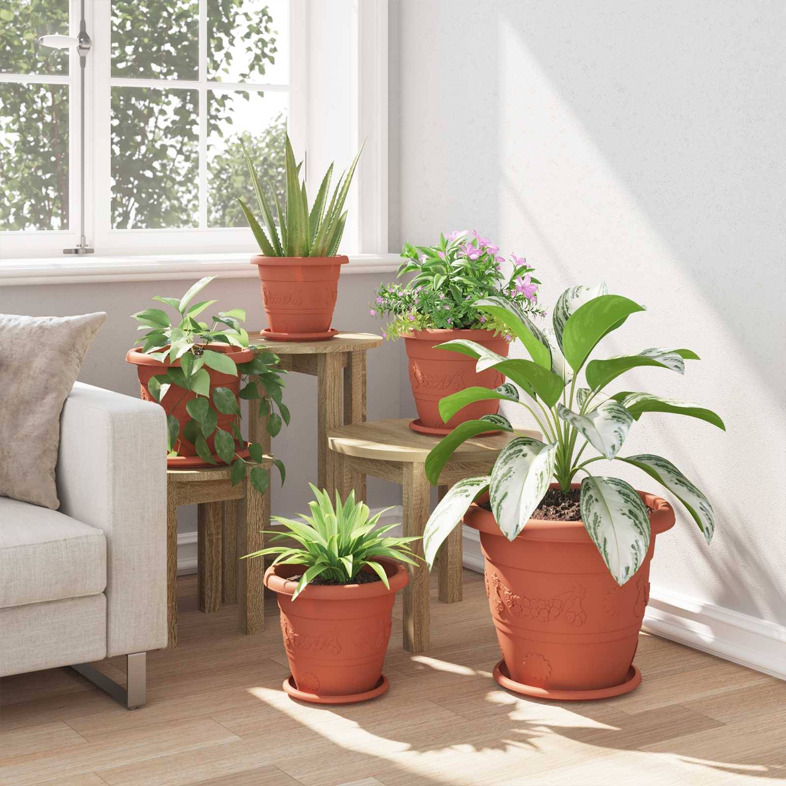 Pots de plantes 24 pcs | Bac à fleurs Rouge brique Ø 26 x 21.5 cm Plastique - Image 4