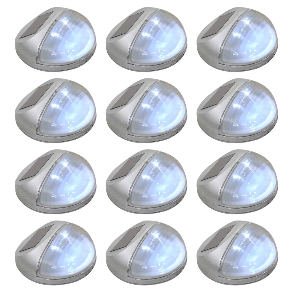 Lampe d'extérieur - Lampe de jardin solaire murale à LED 12 pcs Rond Argenté - Image 2