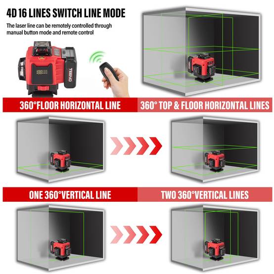 Niveau laser 4D 16 lignes avec Télécommande - ONEVAN - 2X 4AH Batteries - Bricolage Niveau laser 4D 16 lignes avec Télécommande - ONEVAN - 2X 4AH Batteries - Bricolage