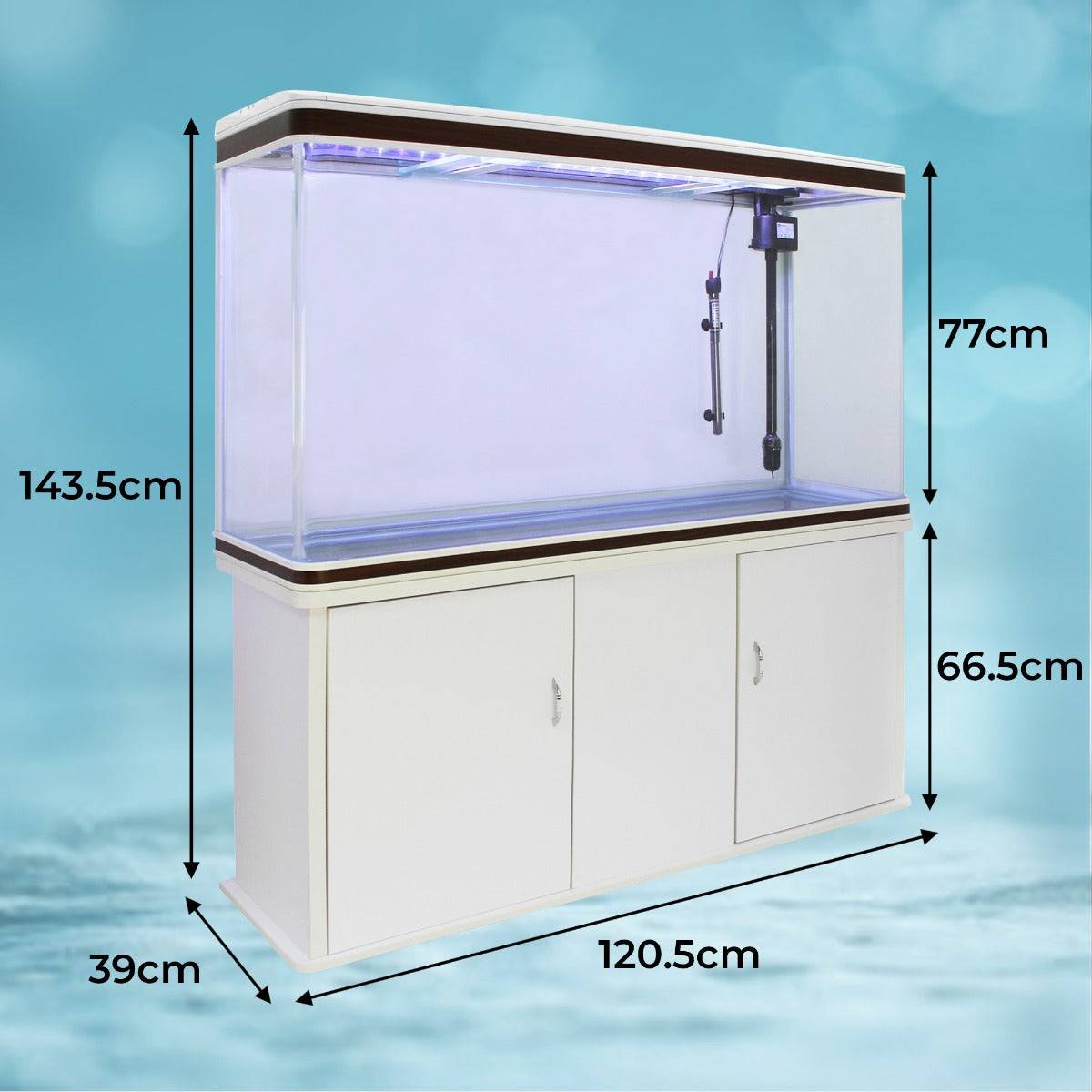 Monstershop - Aquarium Blanc avec Meuble de support Blanc assorti et Gravier Bleu - Image 5