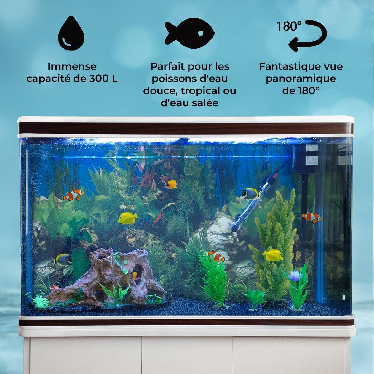 Monstershop - Aquarium Blanc avec Meuble de support Blanc assorti et Gravier Bleu - Image 3