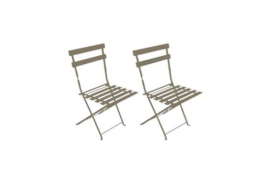 Châlet-Jardin - Lot de 2 de chaises de jardin pliantes Bistrot en acier - Taupe Chalet & Jardin - Image 2