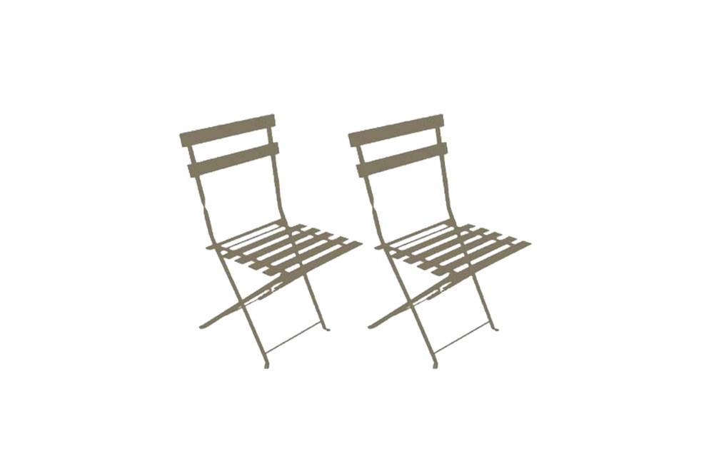 Châlet-Jardin - Lot de 2 de chaises de jardin pliantes Bistrot en acier - Taupe Chalet & Jardin - Image 2