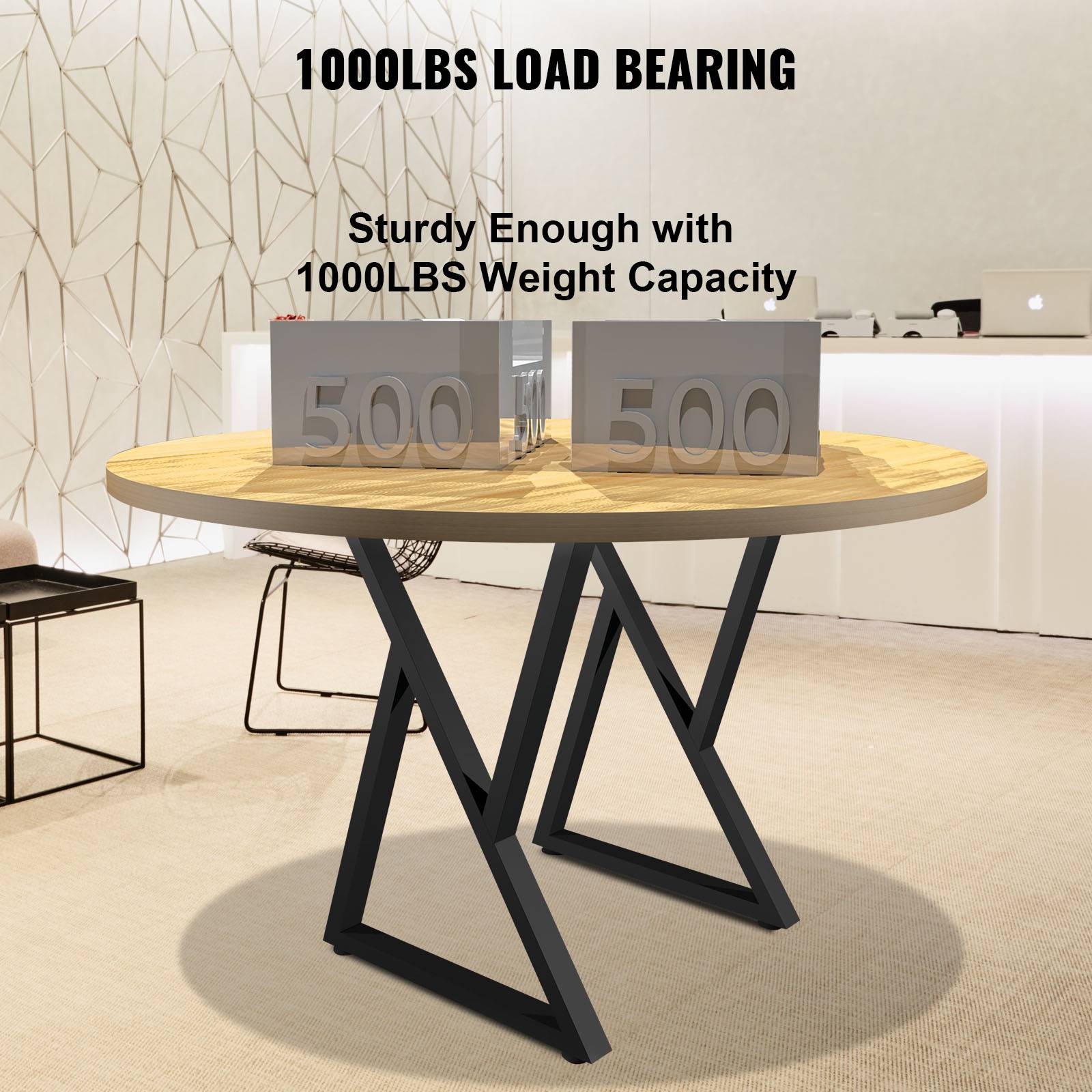 VEVOR Pieds de table métal forme Z, 71.1x45.7cm, lot de 2, avec protections sol caoutchouc. - Image 4