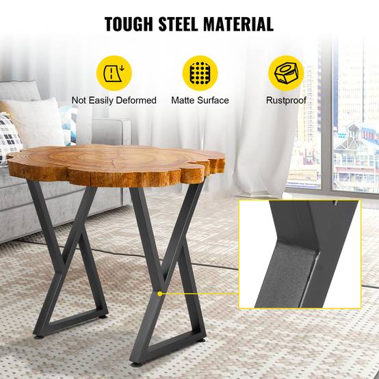 VEVOR Pieds de table métal forme Z, 71.1x45.7cm, lot de 2, avec protections sol caoutchouc. - Image 2