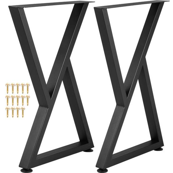 VEVOR Pieds de table métal forme Z, 71.1x45.7cm, lot de 2, avec protections sol caoutchouc. - Image 1