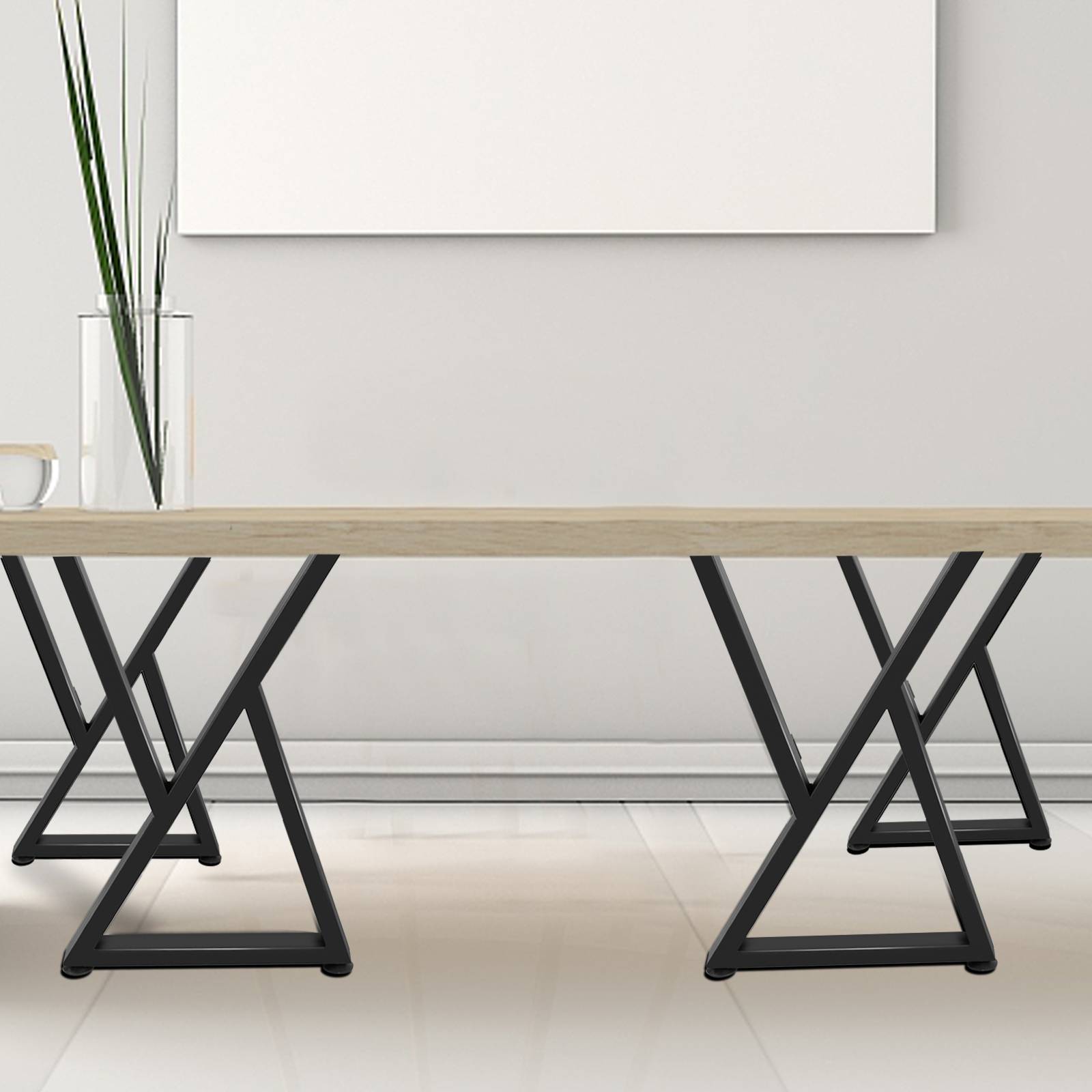 VEVOR Pieds de table métal forme Z, 71.1x45.7cm, lot de 2, avec protections sol caoutchouc. - Image 8