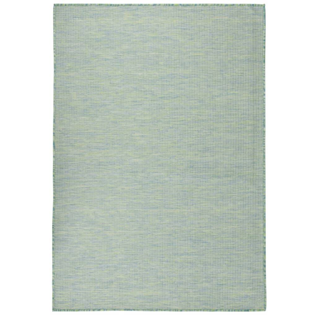 Grand Tapis In/Outdoor à Tissage Plat en PP Robuste et Durable Turquoise 160x230 cm – ComfortXL Outdoor Living - Image 1