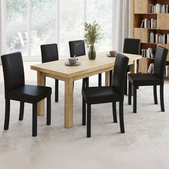 Lot de 6 chaises HANNAH noires pour salle à manger - Image 1