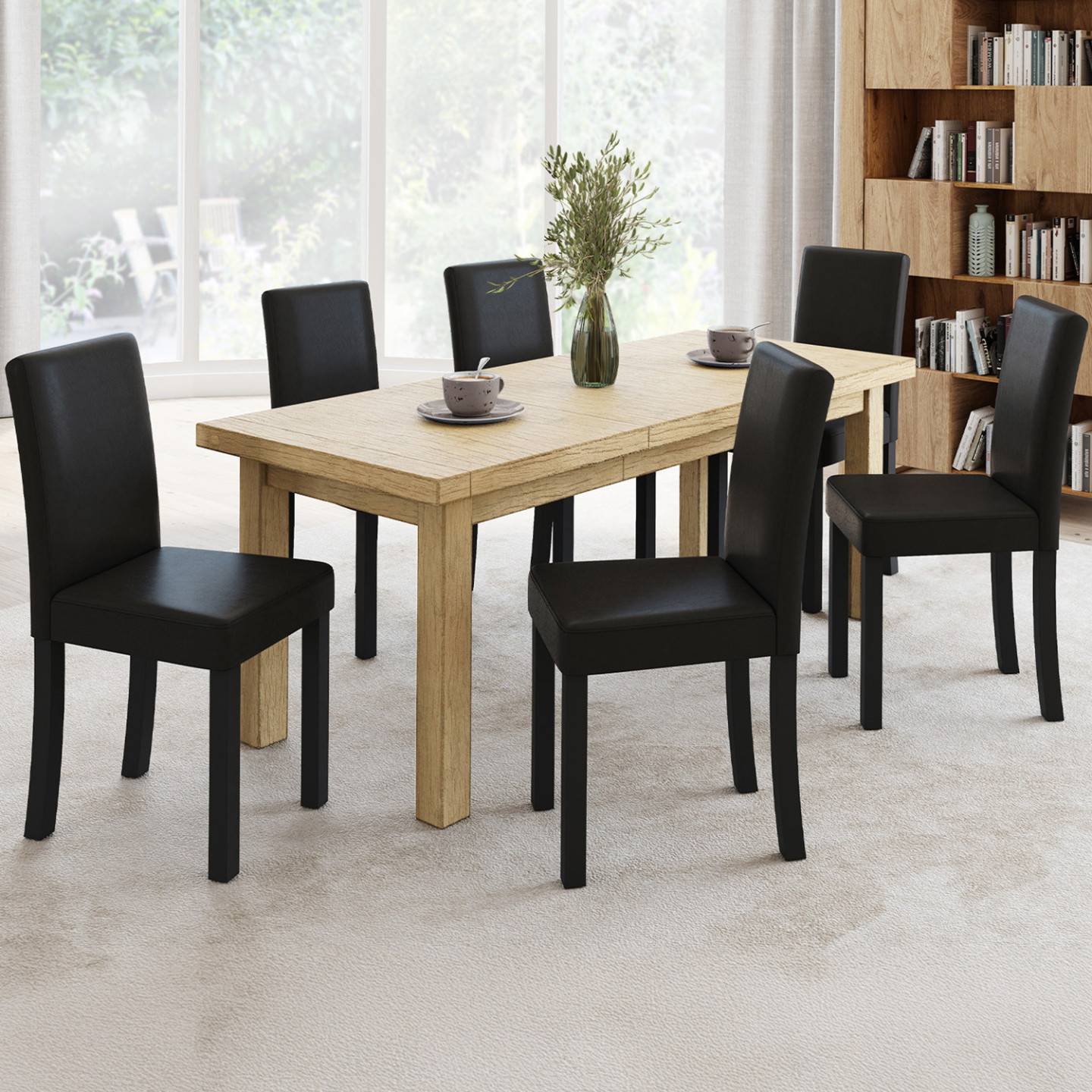 Lot de 6 chaises HANNAH noires pour salle à manger - Image 1