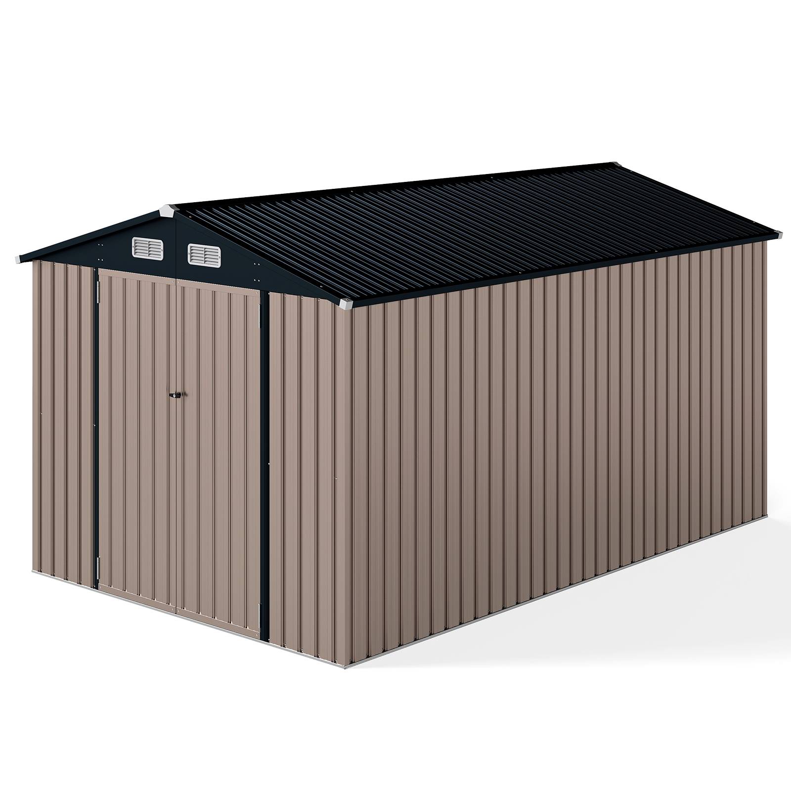Abri de Jardin Extérieur, Grande Remise à Outils avec Toit Incliné, Portes Verrouillables avec Clés, 4 Aérations, 350x223x197cm - Image 1
