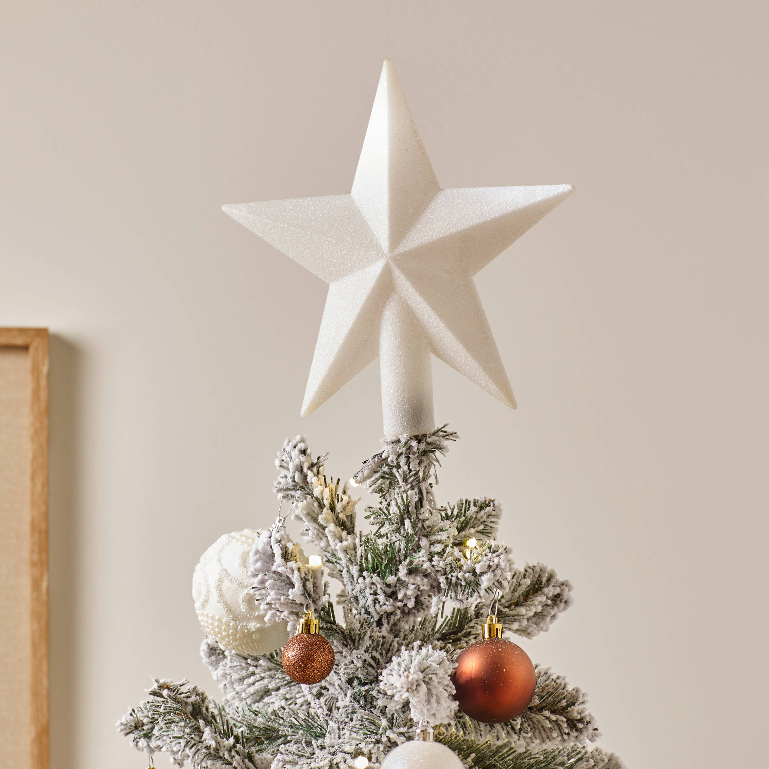 Fééric Lights & Christmas - Cimier étoile pailleté 22cm blanc - Feeric Lights & Christmas - Image 1