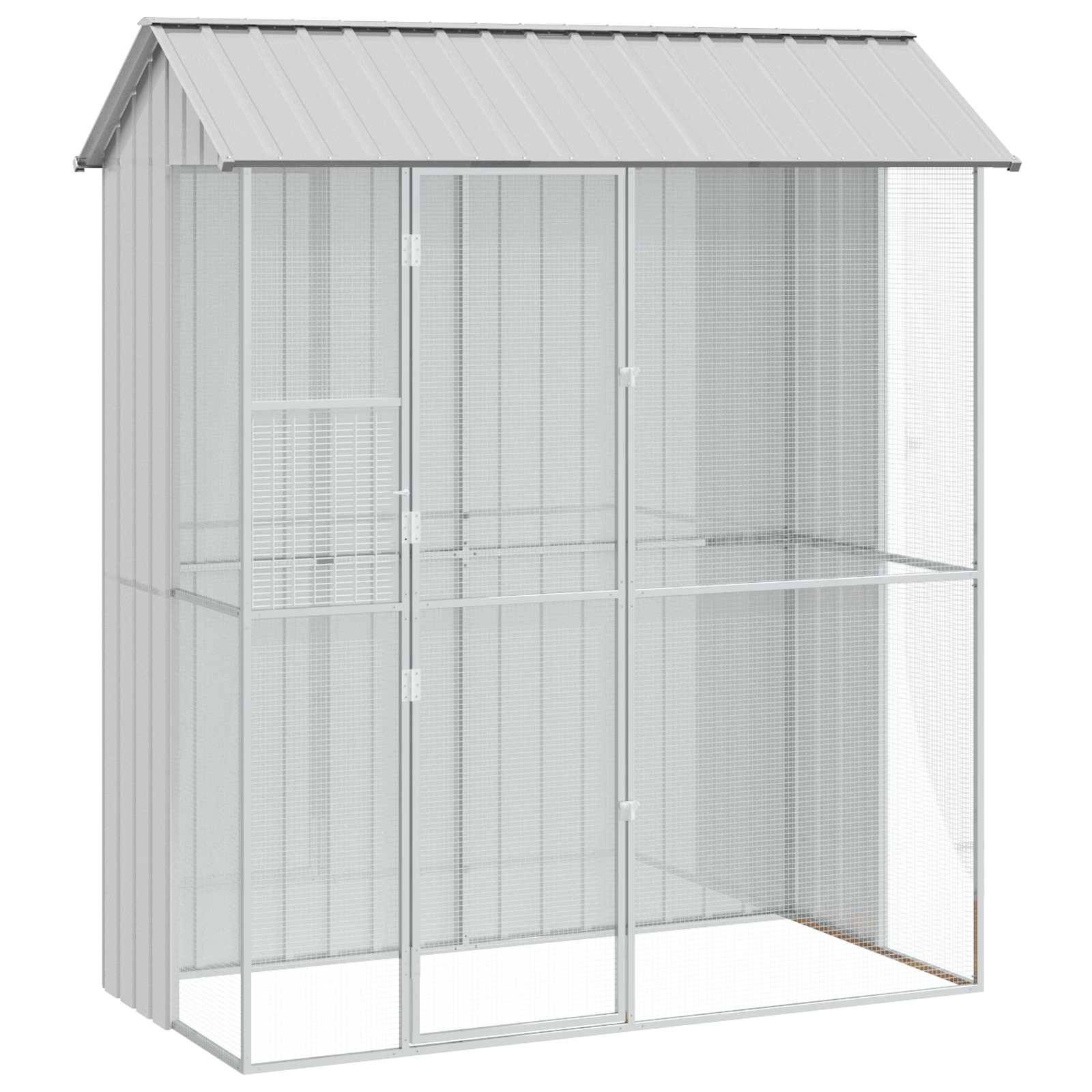 Volière Compacte Acier Galvanisé Jardin 215x110cm Gris - ComfortXL Outdoor Living - Image 2