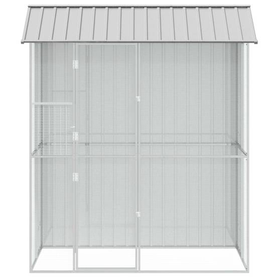 Volière Compacte Acier Galvanisé Jardin 215x110cm Gris - ComfortXL Outdoor Living - Image 4