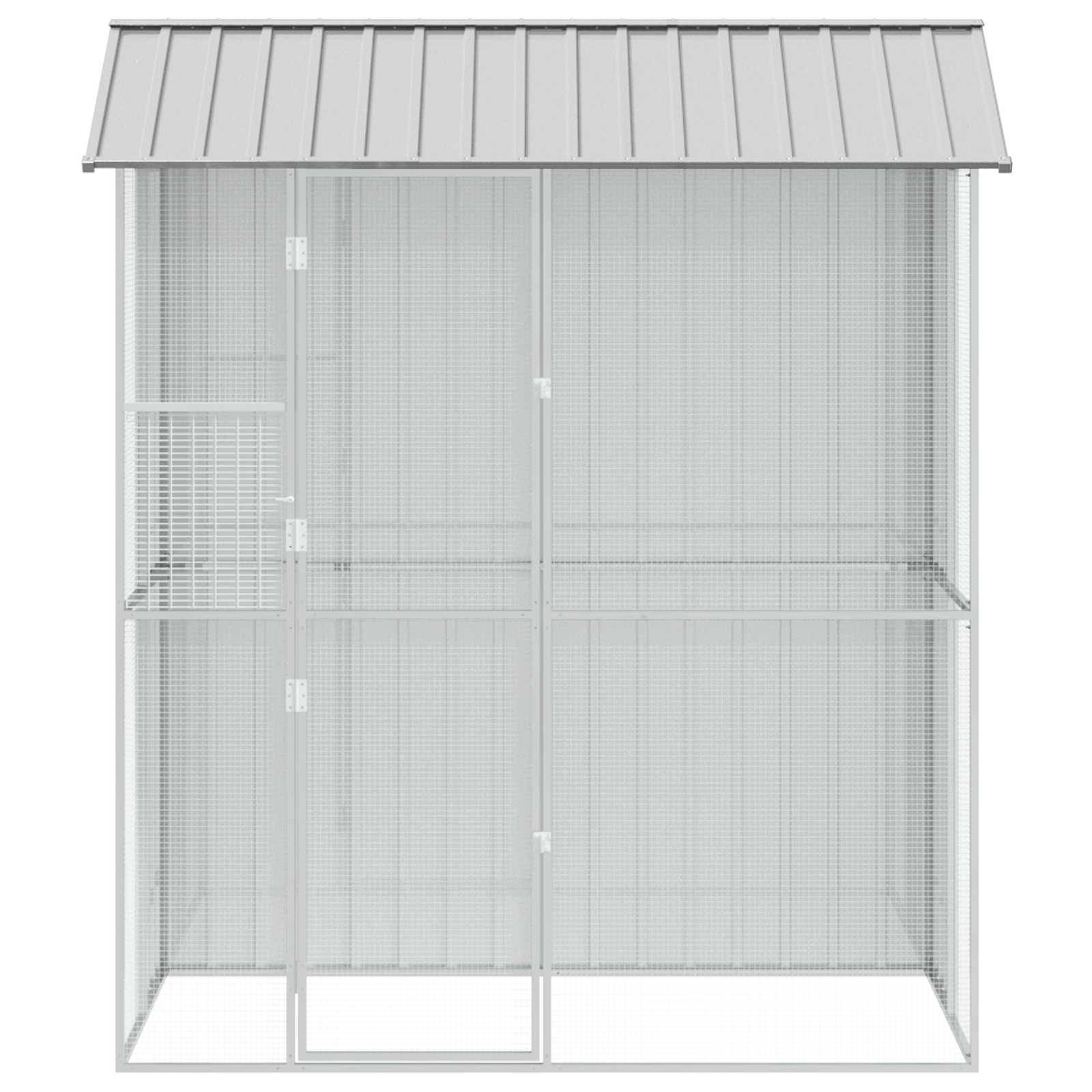 Volière Compacte Acier Galvanisé Jardin 215x110cm Gris - ComfortXL Outdoor Living - Image 4