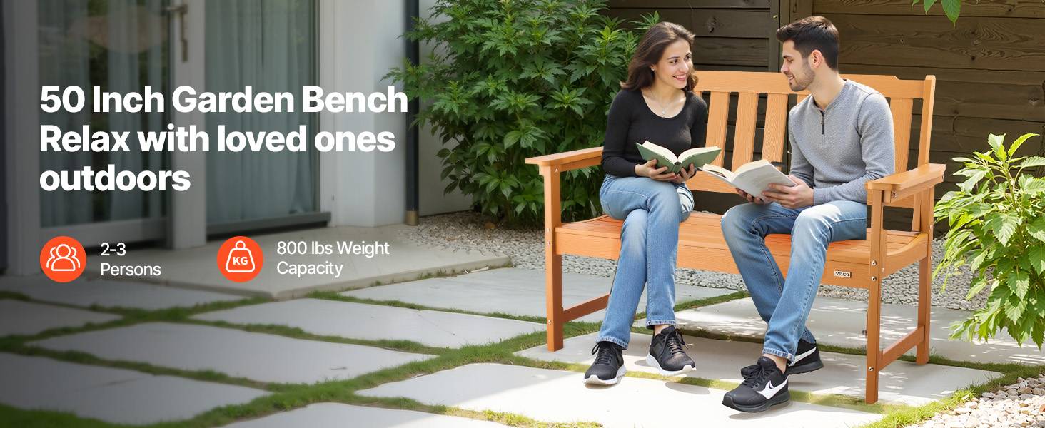 Vevor - VEVOR Banc de jardin banquette d'extérieur 128 cm plastique couleur bois naturel - Image 9