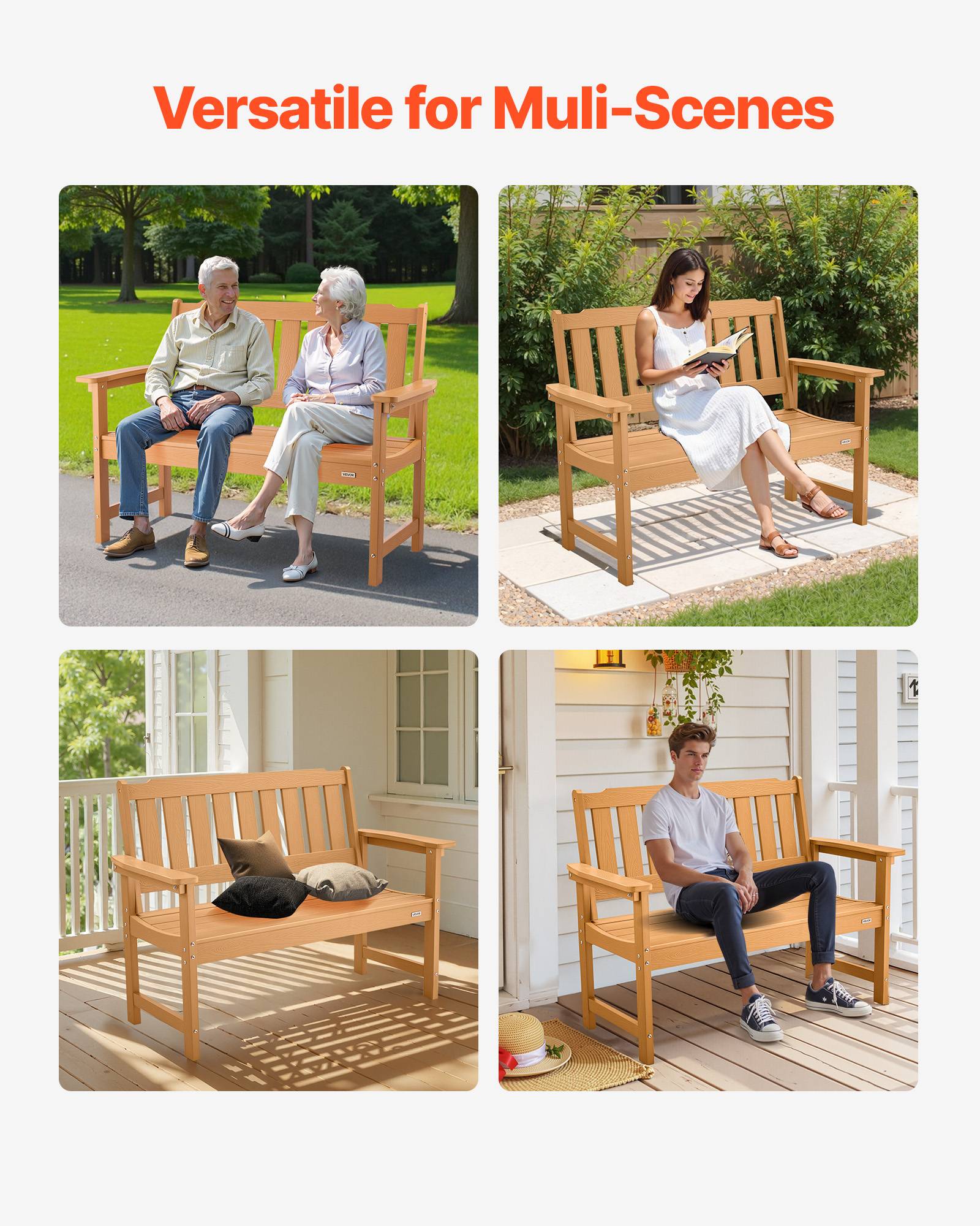 Vevor - VEVOR Banc de jardin banquette d'extérieur 128 cm plastique couleur bois naturel - Image 6