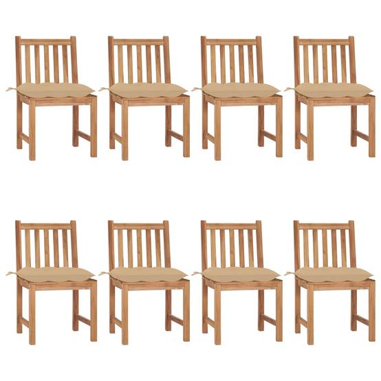 ComfortXL - Chaises de Repas Lot de 8 en Teck Durable avec Coussins Épais 7cm pour Table de Jardin Beige – ComfortXL Outdoor Living - Image 1