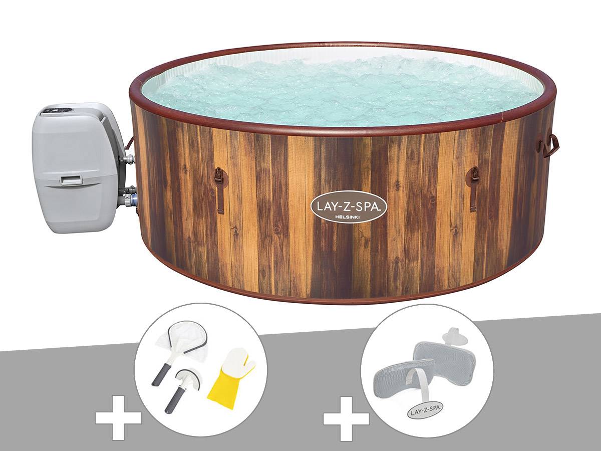 Bestway - Kit spa gonflable Bestway Lay-Z-Spa Helsinki rond Airjet 5/7 places + Kit de nettoyage + 2 appuis-tête - Image 1