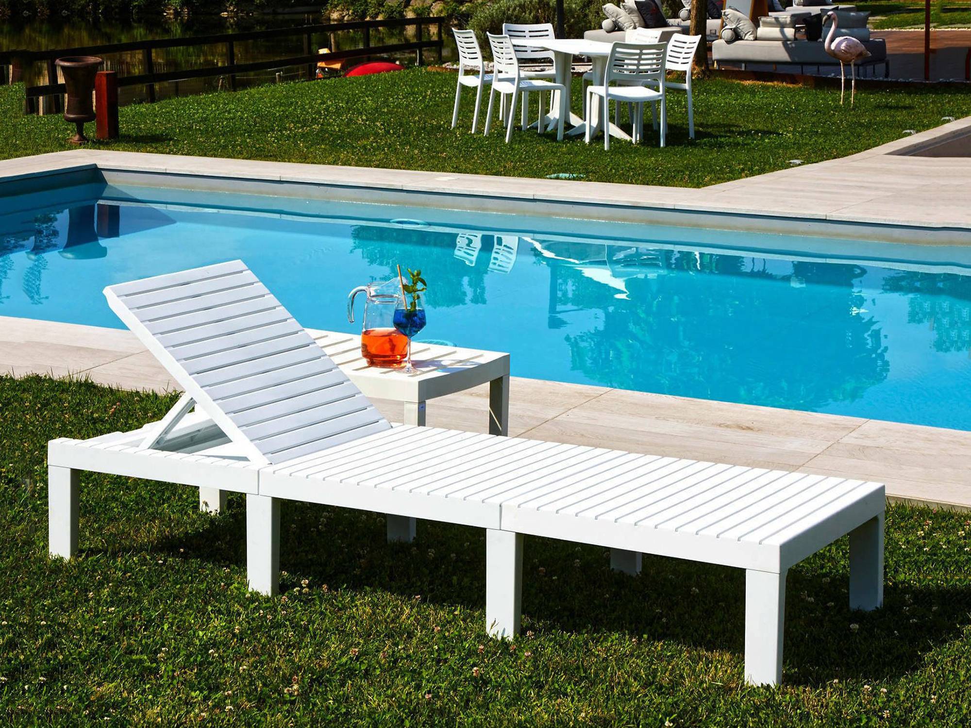 Dmora - Dmora Bains de soleil Caserta, Transat de jardin réglable, Lit d'extérieur, 100% Made in Italy, Cm 195x65h78, Blanc, avec emballage renforcé - Image 5