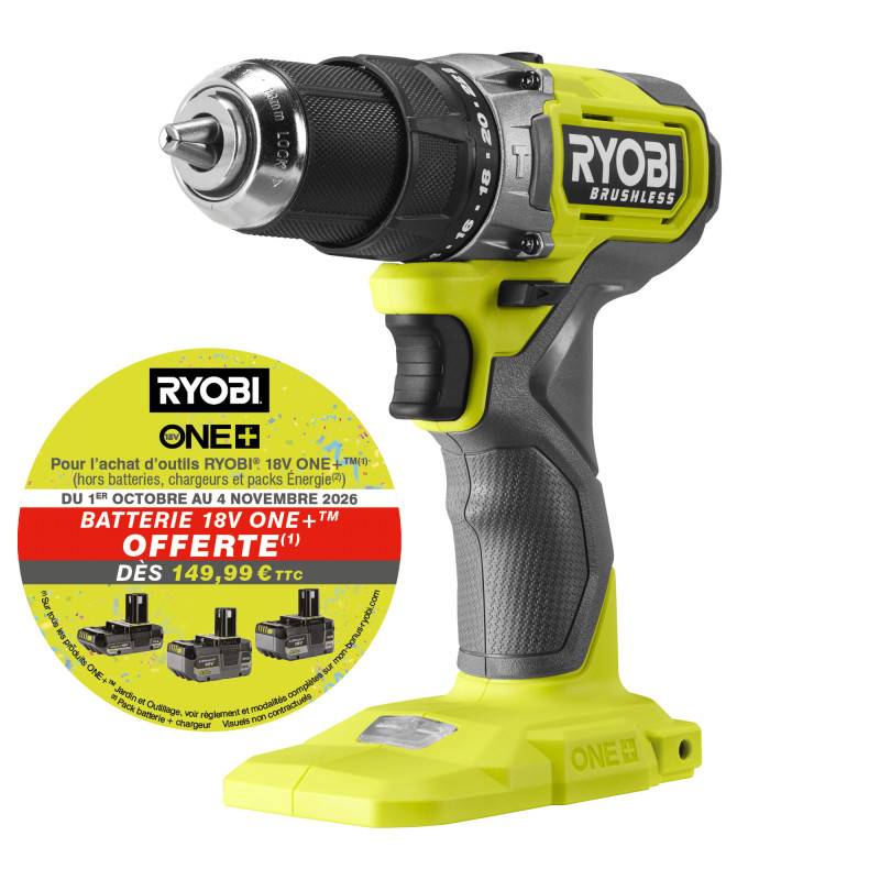 Ryobi - Perceuse-visseuse à percussion RYOBI 18V One+ Brushless - Sans batterie ni chargeur - RPD18BL1-0 - Image 2
