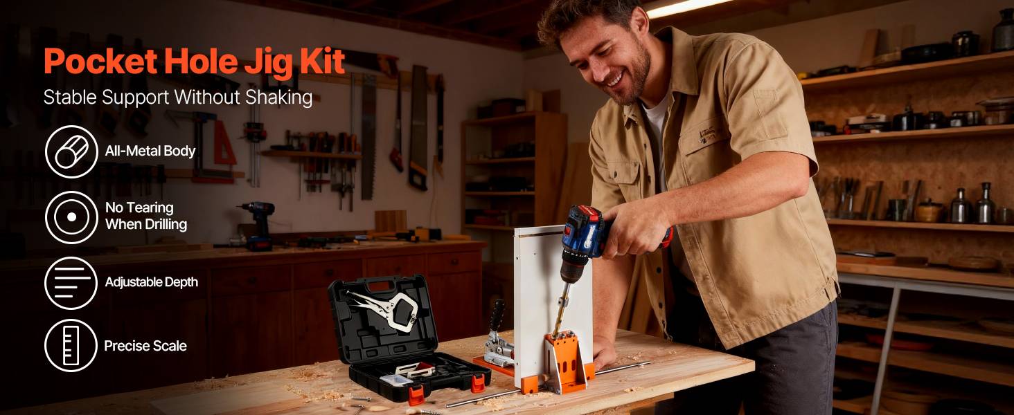 Vevor - VEVOR Kit gabarit de perçage de poche oblique 12,7–38,1 mm, corps alu CNC, foret étagé titane, tiges inox, kit complet. - Image 9