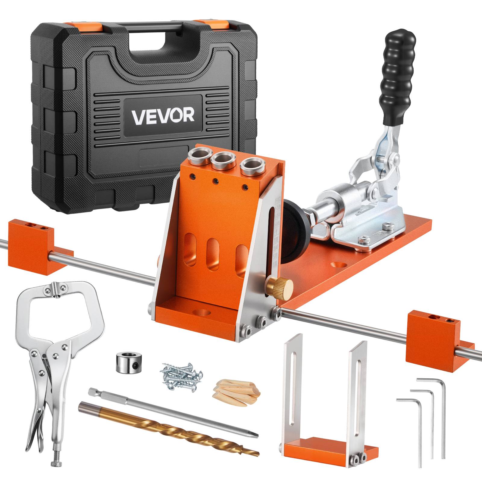 Vevor - VEVOR Kit gabarit de perçage de poche oblique 12,7–38,1 mm, corps alu CNC, foret étagé titane, tiges inox, kit complet. - Image 1