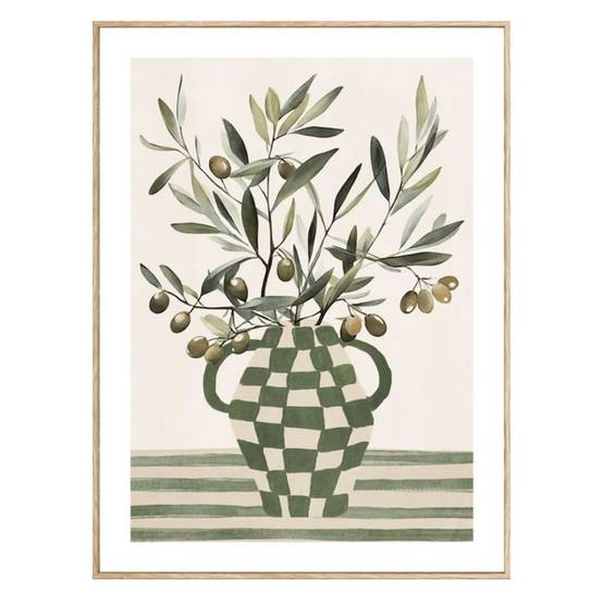 Toile Imprimée Olive "Claudia" 45x60cm Vert - Image 1