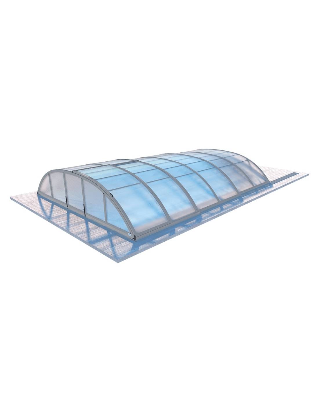 Altanka - Abri de piscine Horizon pour les modèles 7,20x4,20 m - BAS58, BAS758 - polycarbonate alvéolaire 8 mm - Couleur Ral7037 Gris  - ECO231 - Image 1