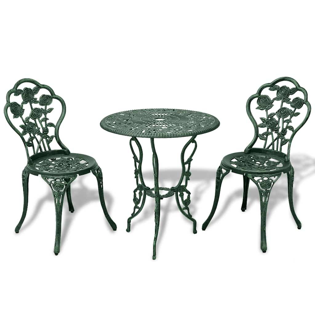 Vidaxl - Ensemble de bistro 3 pcs-Salons de jardin Aluminium coulé Vert - Image 1