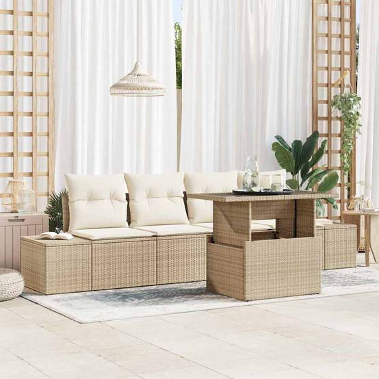 Salon Bas Jardin 5 Pièces Beige et Crème avec Canapés Côtés Confort – ComfortXL Outdoor Living - Image 1