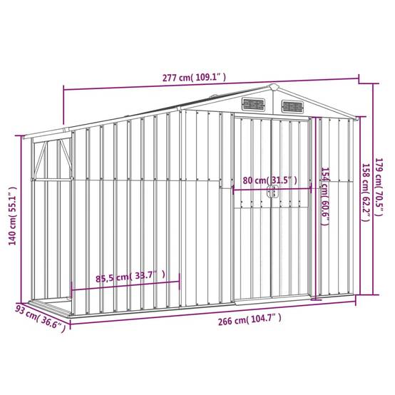 Vidaxl - Abri de jardin anthracite 277x93x179 cm acier galvanisé vidaXL 364518 - Image 3