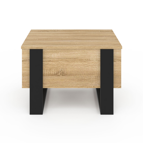 Table basse carrée plateau relevable 70 cm PHOENIX bois et noir - Image 3