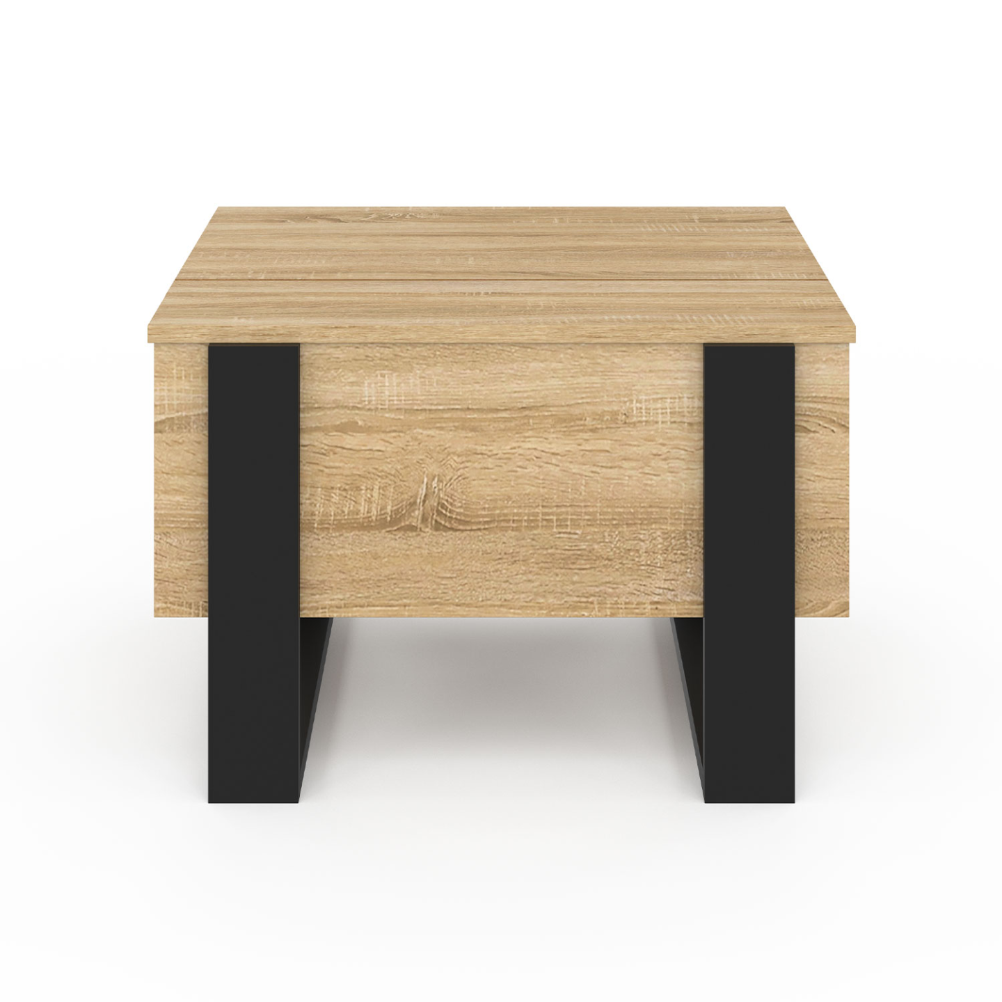 Table basse carrée plateau relevable 70 cm PHOENIX bois et noir - Image 3