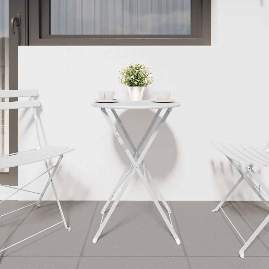 ComfortXL - Table de Bistrot Pliable Ronde Ø50cm Blanche, Petite Table de Balcon en Acier, Design Moderne et Minimaliste – ComfortXL Outdoor Living - Image 3