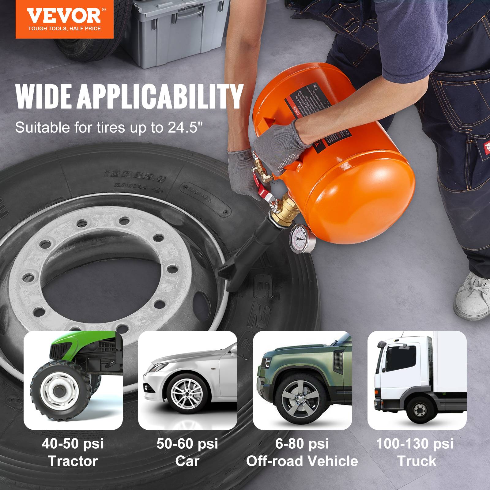 Vevor - VEVOR Canon à air 19L, gonfleur pneus 145 PSI, portable 85-116 PSI, pour véhicules, atelier. - Image 2