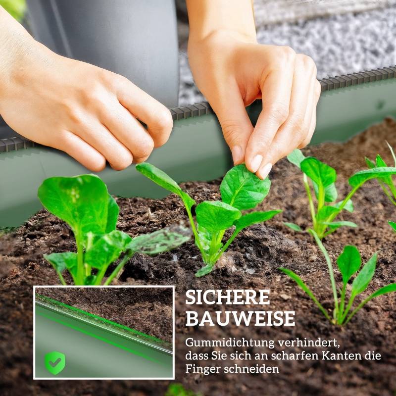 Carré potager surélevé métal galvanisé jardin potager modulable sans fond 150x62x30cm vert - ComfortXL Outdoor Living - Image 6