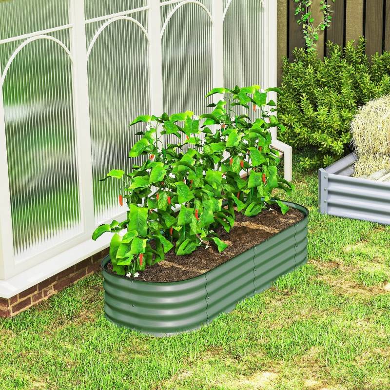Carré potager surélevé métal galvanisé jardin potager modulable sans fond 150x62x30cm vert - ComfortXL Outdoor Living - Image 8