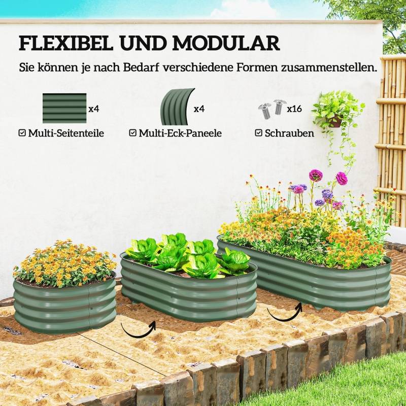 Carré potager surélevé métal galvanisé jardin potager modulable sans fond 150x62x30cm vert - ComfortXL Outdoor Living - Image 4